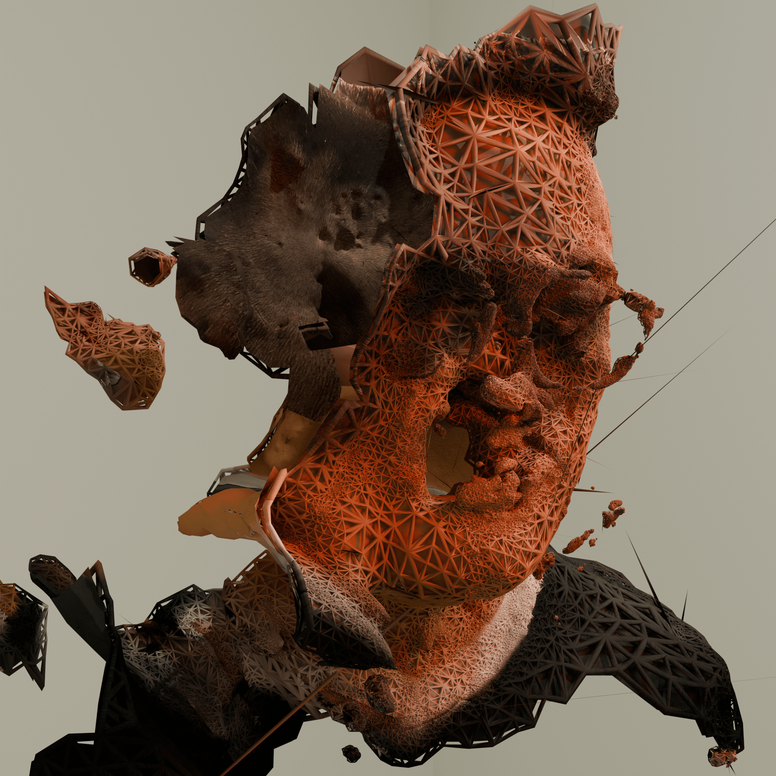 A triangulation of a bad LiDAR scan of my head.